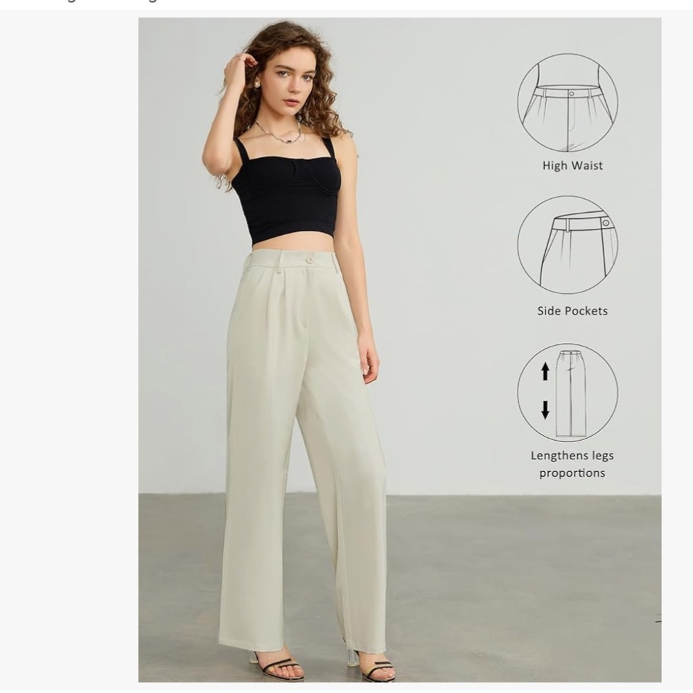 Tapata Beige Wide-Leg Trousers – Size Small